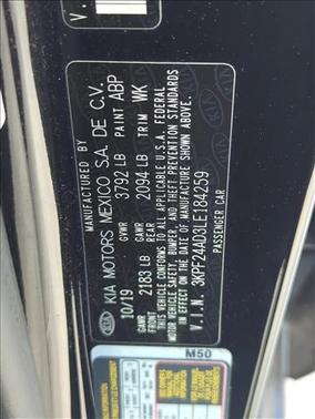 Aurora Black 2020 Kia Forte FE