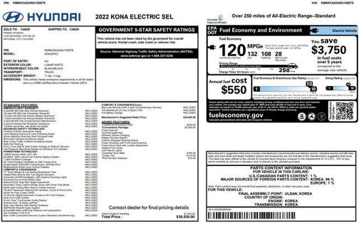 2022 Hyundai KONA EV SEL