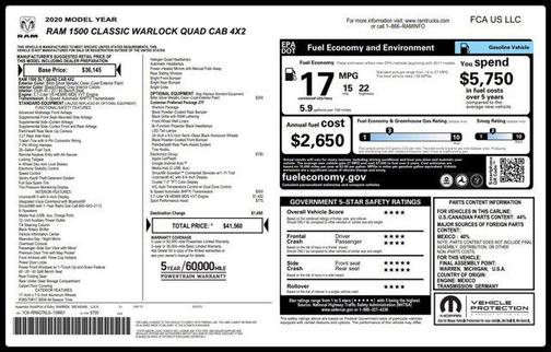 2020 RAM 1500 Classic Warlock Quad Cab 4x2 6'4' Box