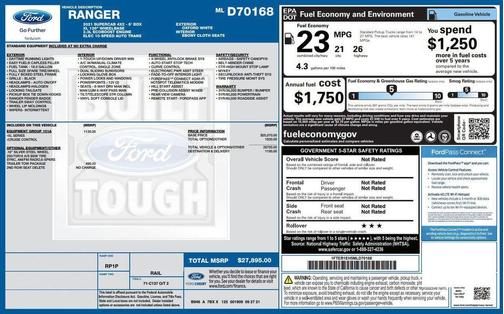 Oxford White 2021 Ford Ranger XL