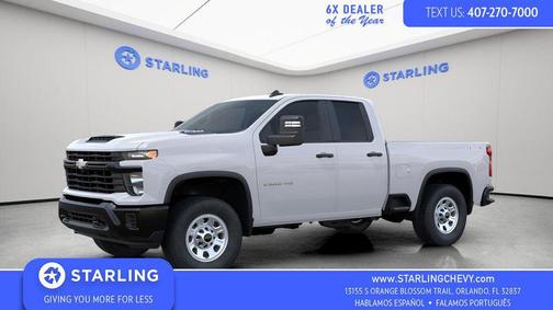 Summit White 2026 Chevrolet Silverado 2500 Double Cab, Standard Bed, WT, 4WD