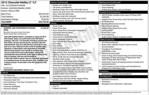 2012 Chevrolet Malibu 1LT