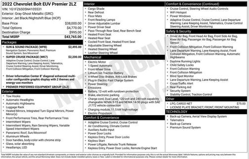 2022 Chevrolet Bolt EUV FWD Premier