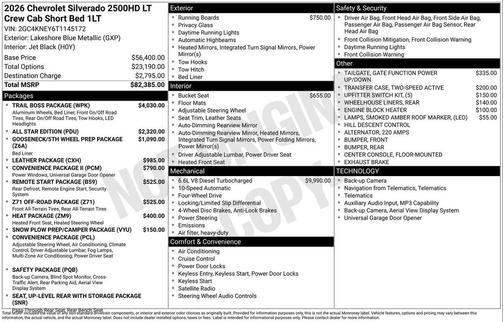 Lakeshore Blue Metallic 2026 Chevrolet Silverado 2500 LT