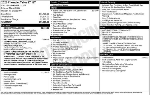 2026 Chevrolet Tahoe LT