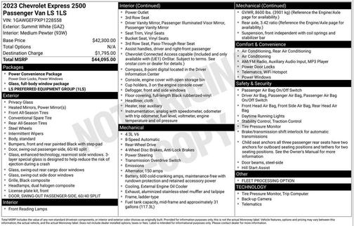 2023 Chevrolet Express 2500 LS