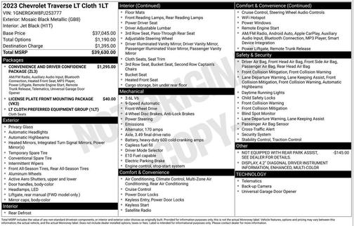 Mosaic Black Metallic 2023 Chevrolet Traverse LT Cloth
