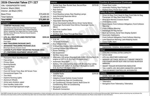 2026 Chevrolet Tahoe 4WD Z71