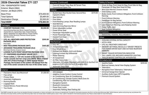 2026 Chevrolet Tahoe 4WD Z71