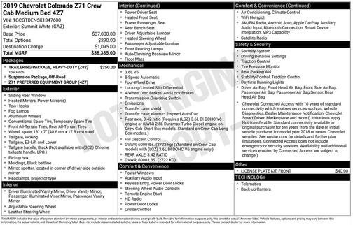 Summit White 2019 Chevrolet Colorado Z71