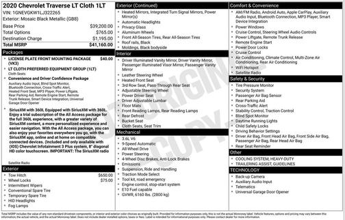 Mosaic Black Metallic 2020 Chevrolet Traverse LT Cloth