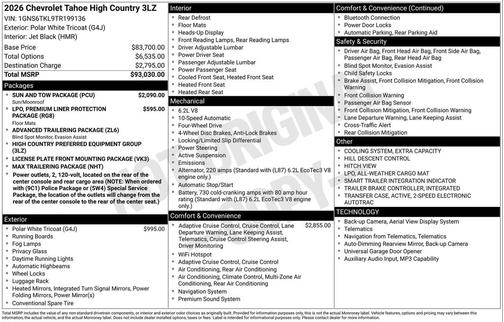 2026 Chevrolet Tahoe 4WD High Country