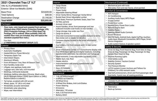 Silver Ice Metallic 2021 Chevrolet Trax LT