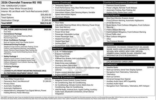 2026 Chevrolet Traverse RS