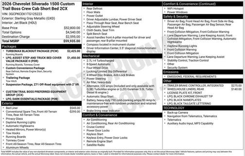 2026 Chevrolet Silverado 1500 Custom Trail Boss