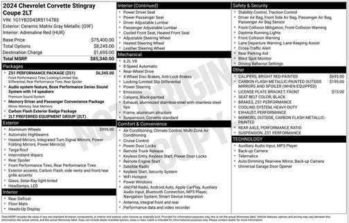 2024 Chevrolet Corvette Stingray w/2LT