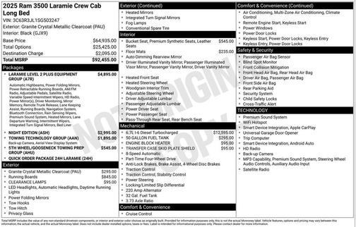 Granite Crystal Metallic Clearcoat 2025 RAM 3500 Laramie Crew Cab 4x4 8' Box