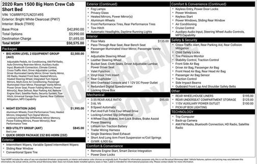 2020 RAM 1500 Big Horn/Lone Star
