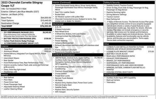 2023 Chevrolet Corvette Stingray w/1LT