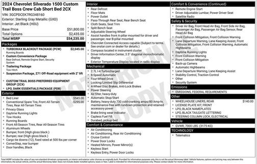 2024 Chevrolet Silverado 1500 Custom Trail Boss