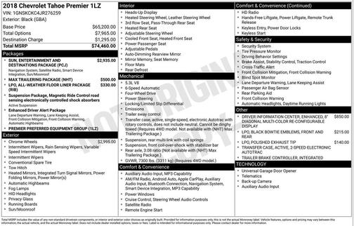 2018 Chevrolet Tahoe Premier