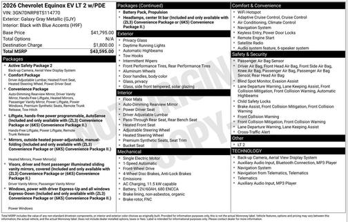 Galaxy Gray Metallic 2026 Chevrolet Equinox EV LT