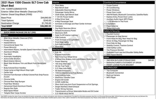 2021 RAM 1500 Classic SLT