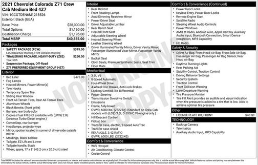 Black 2021 Chevrolet Colorado Z71