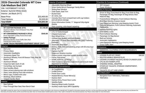 2026 Chevrolet Colorado WT