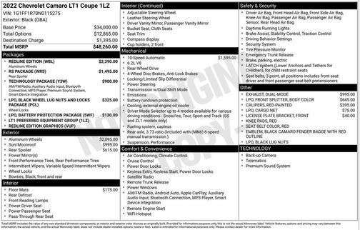 2022 Chevrolet Camaro RWD Coupe LT1