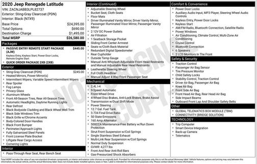 Sting-Gray Clearcoat 2020 Jeep Renegade Latitude