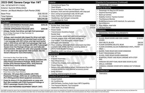 2023 GMC Savana 2500 Work Van