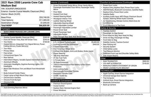 2021 RAM 2500 Laramie Crew Cab 4x4 6'4' Box