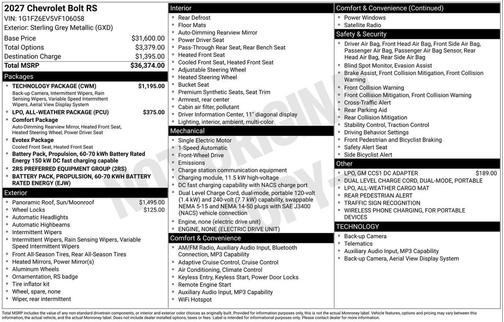 Sterling Gray Metallic 2027 Chevrolet Bolt RS FWD