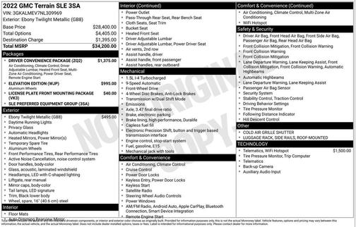 Ebony Twilight Metallic 2022 GMC Terrain SLE