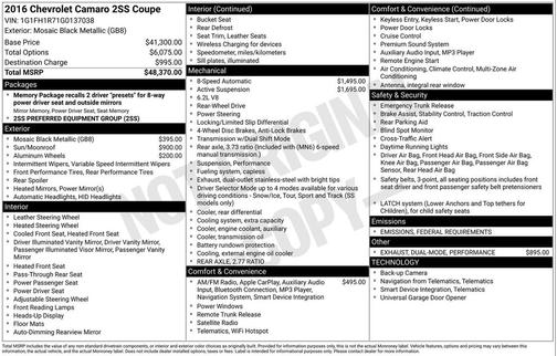 2016 Chevrolet Camaro 2SS