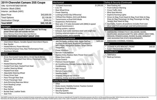 2019 Chevrolet Camaro 2SS