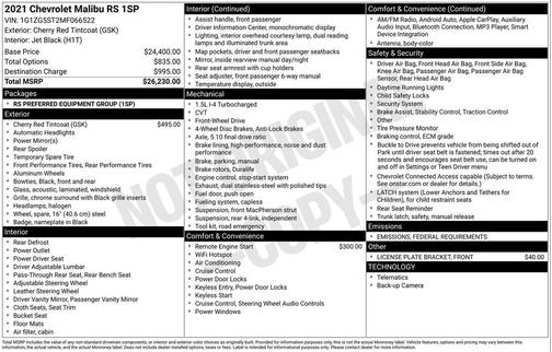 2021 Chevrolet Malibu FWD RS