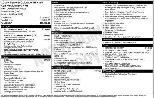 2026 Chevrolet Colorado WT