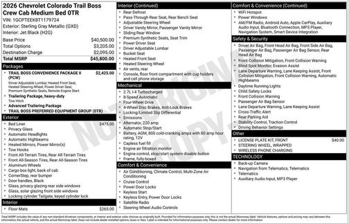 2026 Chevrolet Colorado Trail Boss