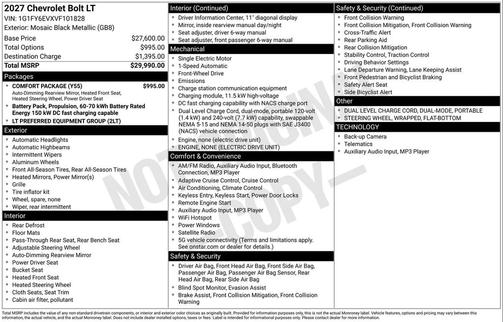 2027 Chevrolet Bolt LT