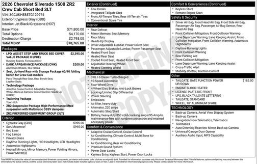 Cypress Gray 2026 Chevrolet Silverado 1500 ZR2