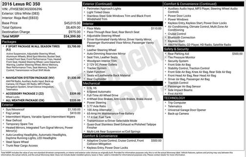2016 Lexus RC 350 Base