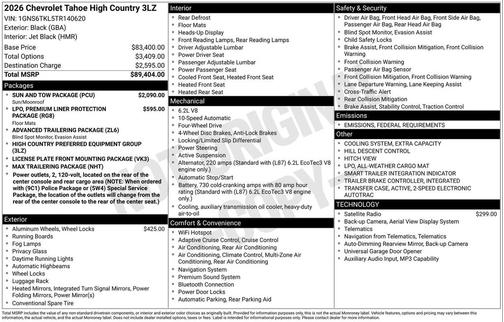 2026 Chevrolet Tahoe 4WD High Country