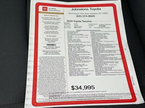 Black 2024 Toyota Tacoma SR