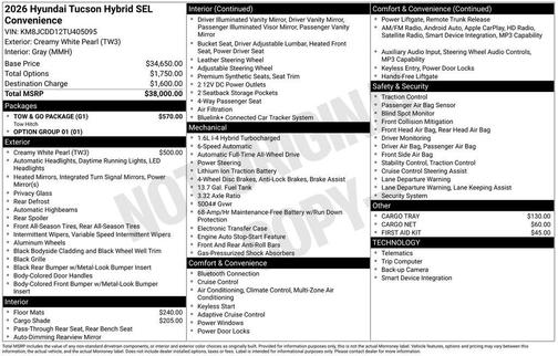 2026 Hyundai TUCSON Hybrid SEL Convenience