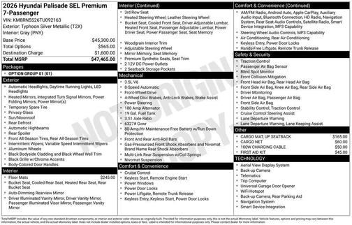 2026 Hyundai PALISADE SEL Premium