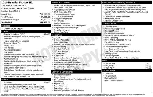 2026 Hyundai TUCSON SEL