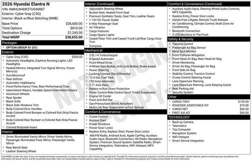 2026 Hyundai ELANTRA N Base