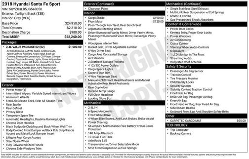 2018 Hyundai Santa Fe Sport 2.4L